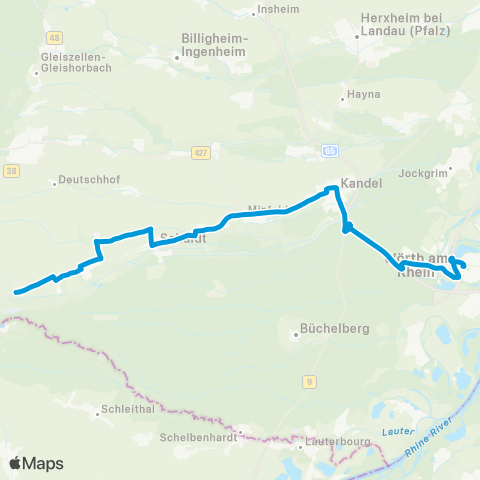 Verkehrsverbund Rhein-Neckar Bad Bergzabern - Dierbach - Niederotterbach - Kandel - (Wörth) map