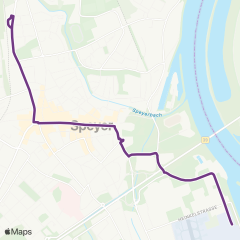 Verkehrsverbund Rhein-Neckar Speyer Flugzeugwerke - Domplatz - Postgraben - Hbf / ZOB map