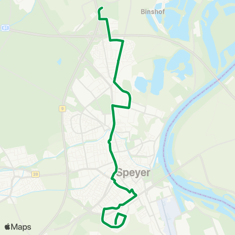 Verkehrsverbund Rhein-Neckar Speyer Nord - Auestraße - Hbf / ZOB - Postgraben - Vogelgesang map