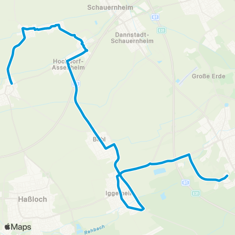 Verkehrsverbund Rhein-Neckar Assenheim - Gronau - Rödersheim - Meckenheim - Böhl - Iggelheim - Schifferstadt map