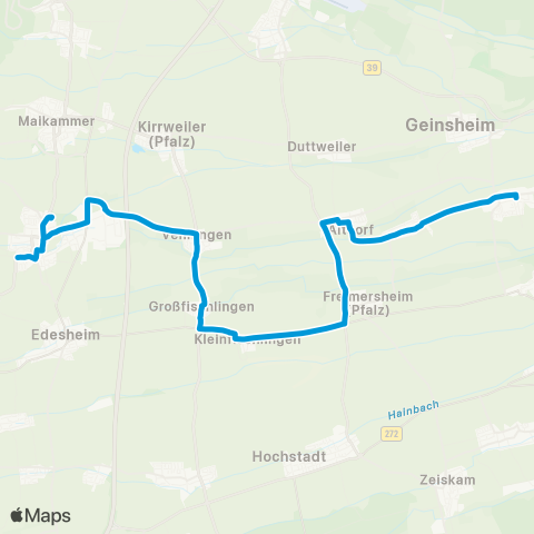 Verkehrsverbund Rhein-Neckar Edenkoben - Venningen - Freimersheim - Gommersheim map