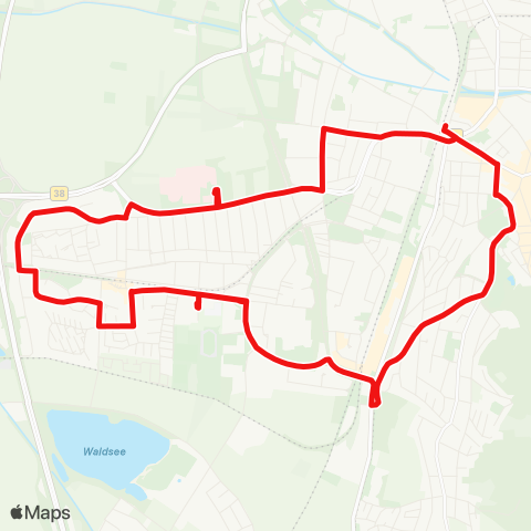 DB Regio Ringlinie: Hbf - Hermannshof - Weststadt - Krankenhaus GRN - Hbf map