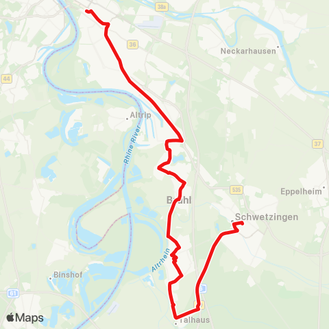 DB Regio Mannheim - Rheinau - Rohrhof - Brühl - Ketsch - Schwetzingen map