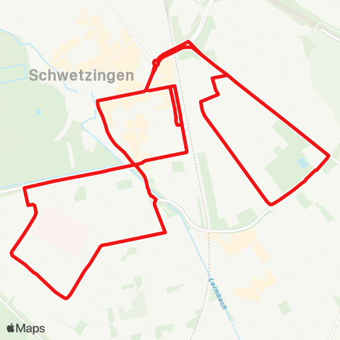 DB Regio Stadtbus Schwetzingen: Bahnhof - Schälzig - Bellamar - Bahnhof map