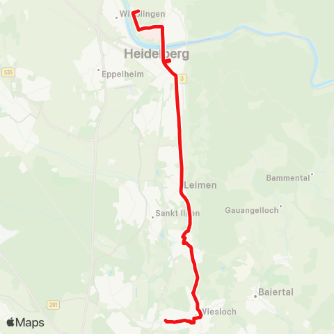 DB Regio Schnellbus Wiesloch - Nußloch - Heidelberg map