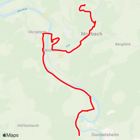 DB Regio Mosbach - Hüffenhardt / Haßmersheim - Neckarmühlbach map