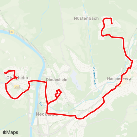 DB Regio Mosbach - Obrigheim map