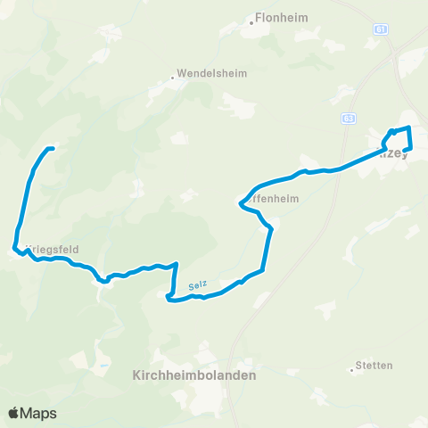 Verkehrsverbund Rhein-Neckar Mörsfeld / Kirchheimbolanden - Rittersheim - Stetten - Alzey / Flörsheim-Dalsheim map