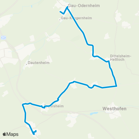 Verkehrsverbund Rhein-Neckar Osthofen - Gau-Odernheim - Eppelsheim - Ober-Flörsheim map