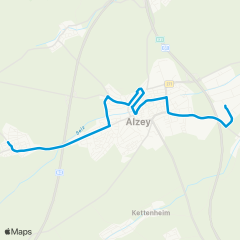 Verkehrsverbund Rhein-Neckar Weinheim - Alzey - Dautenheim - Wahlheim - Flomborn - Flörsheim-Dalsheim map