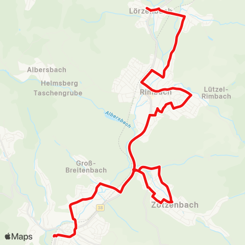 DB Regio Mörlenbach - Zotzenbach - Rimbach - Fahrenbach - Lörzenbach map