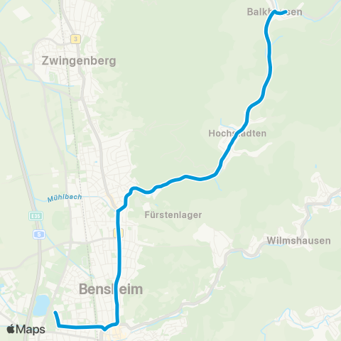 Verkehrsverbund Rhein-Neckar Bensheim - Auerbach - Hochstädten - Balkhausen map