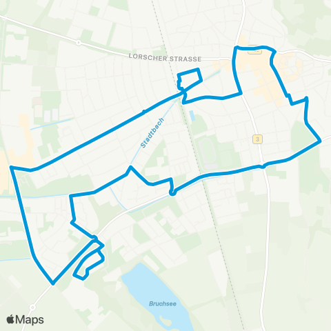 Verkehrsverbund Rhein-Neckar Stadtbus Heppenheim Bahnhof - Weststadt - Kreiskrankenhaus - Innenstadt - Bahnhof map