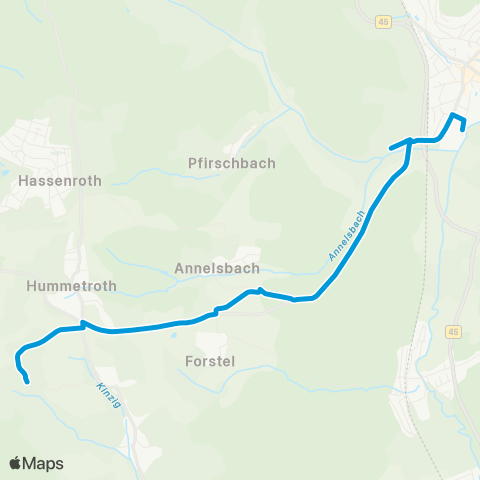 VRN Höchst - Pfirschbach - Annelsbach - Forstel map