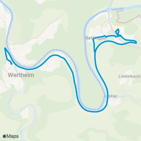 Verkehrsverbund Rhein-Neckar Stadtverkehr Wertheim: Wertheim - Hofgarten map