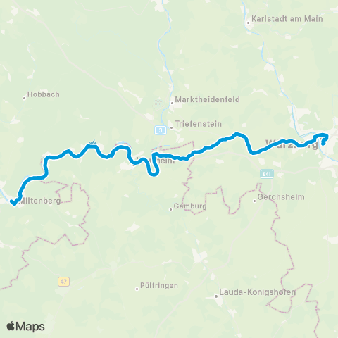 VRN Würzburg - Wertheim - Miltenberg map