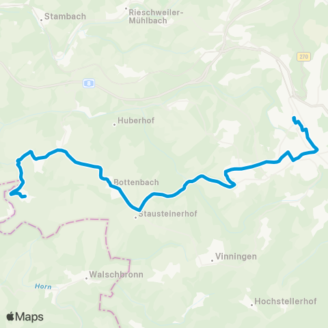 Verkehrsverbund Rhein-Neckar Pirmasens - Bottenbach - Großsteinhausen - Riedelberg map