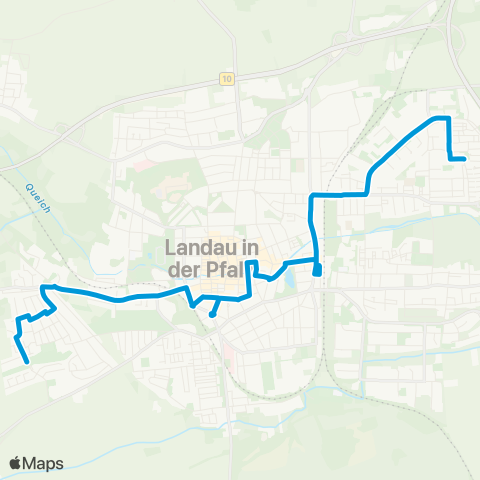 Verkehrsverbund Rhein-Neckar Landau Danziger Platz - Berliner Straße - Hbf - Weißquartierplatz - Südring - Wollmesheimer Höhe map