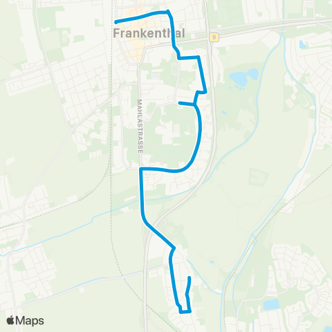 Verkehrsverbund Rhein-Neckar Studernheim - Strandbad - Frankenthal Hbf map