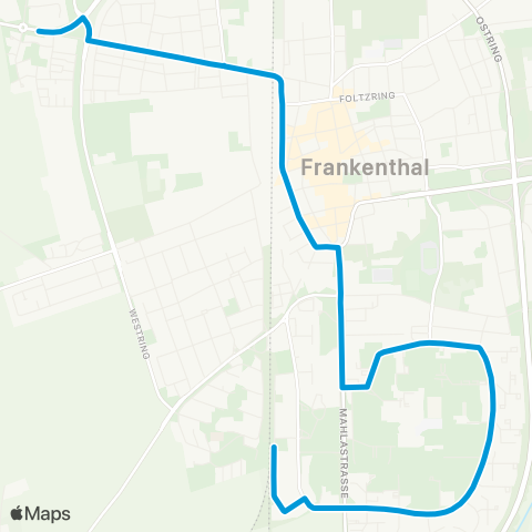 Verkehrsverbund Rhein-Neckar Frankenthal Stadtklinik - Frankenthal Süd map