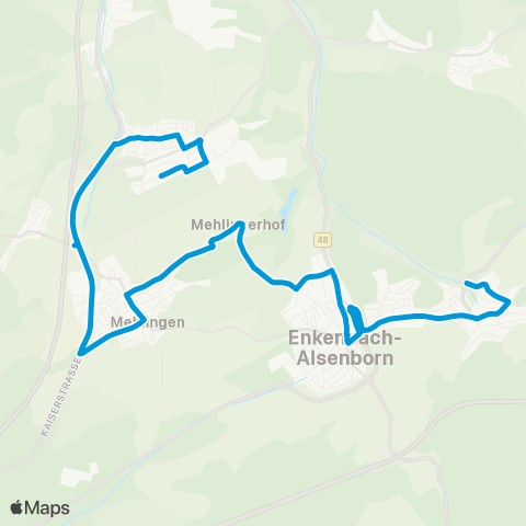 Verkehrsverbund Rhein-Neckar Alsenborn - Enkenbach - Mehlingerhof - Mehlingen - Fröhnerhof - Baalborn - Sembach map
