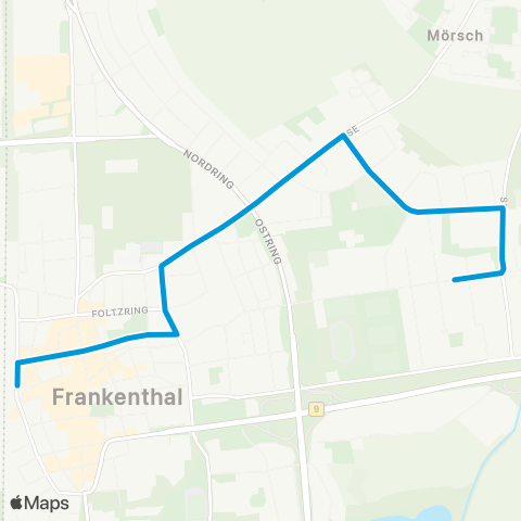 Verkehrsverbund Rhein-Neckar Frankenthal Frankenthal Finkenweg - Schillerschule - Frankenthal Hbf. map