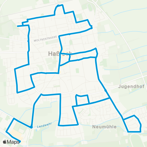 Verkehrsverbund Rhein-Neckar Haßloch Haßloch, Süd - Mitte - Ost - Bahnhof - West - Mitte - Süd map