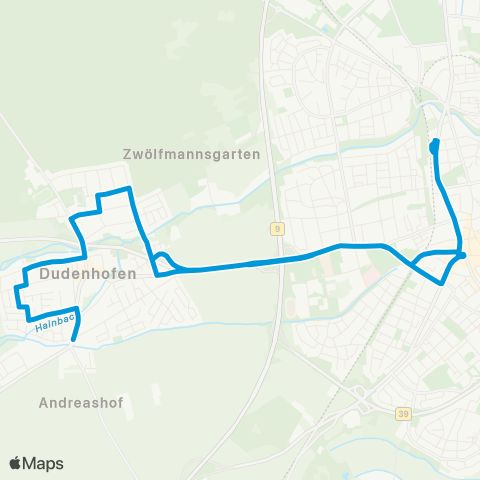 Verkehrsverbund Rhein-Neckar Dudenhofen Dudenhofen Süd / West / Nord - Speyer - u. zurück map