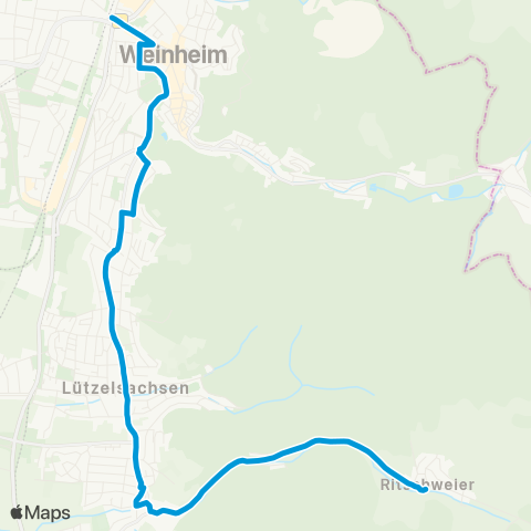 Verkehrsverbund Rhein-Neckar Weinheim Weinheim - Lützelsachsen - Hohensachsen - Ritschweier map