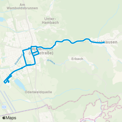 Verkehrsverbund Rhein-Neckar Heppenheim Heppenheim - Sonderbach und zurück map