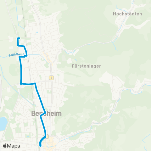 Verkehrsverbund Rhein-Neckar Bensheim Bensheim Bf - Auerbach - Hochstädten - u. zurück map