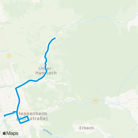 Verkehrsverbund Rhein-Neckar Heppenheim Heppenheim - Hambach - Ober-Hambach - Hambach - Heppenheim map