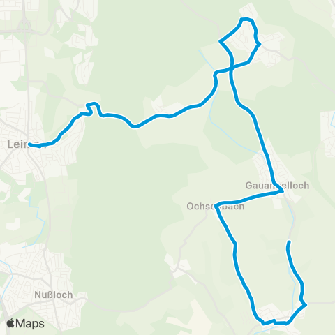 Verkehrsverbund Rhein-Neckar Leimen Leimen - Gaiberg - Gauangelloch - Ochsenbach ( - Schatth.) map