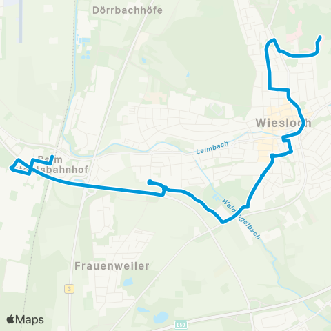 Verkehrsverbund Rhein-Neckar Wiesloch PZN - Nord - Ringstr. Frauenweiler - Wiesloch-Walldorf Bf map