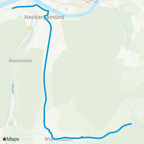 Verkehrsverbund Rhein-Neckar Wiesenbach Neckargemünd - Wiesenbach - Langenzell map