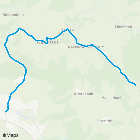Verkehrsverbund Rhein-Neckar Neckarbischofsheim Untergimpern-Neckarbischofsheim-Waibstadt-Sinshheim map