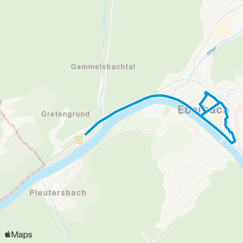 Verkehrsverbund Rhein-Neckar Eberbach Bahnhof - Neuer Markt - Gretengrund - Igelsbach u. zurück map