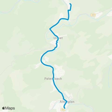 Verkehrsverbund Rhein-Neckar Niederalben - Rathsweiler - Ulmet - Erdesbach - Altenglan map