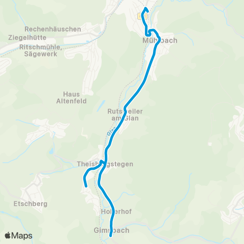 Verkehrsverbund Rhein-Neckar Altenglan - Mühlbach - Rutsweiler - Godelhausen - Gimsbach map