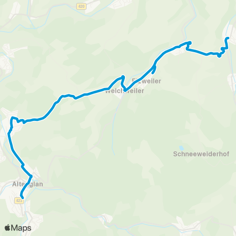 Verkehrsverbund Rhein-Neckar Hinzweiler - Horschbach - Elzweiler - Welchweiler - Altenglan map