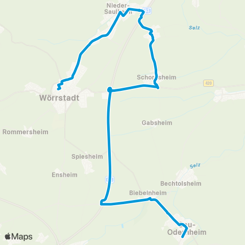 Verkehrsverbund Rhein-Neckar Wörrstadt - Saulheim - Gabsheim map