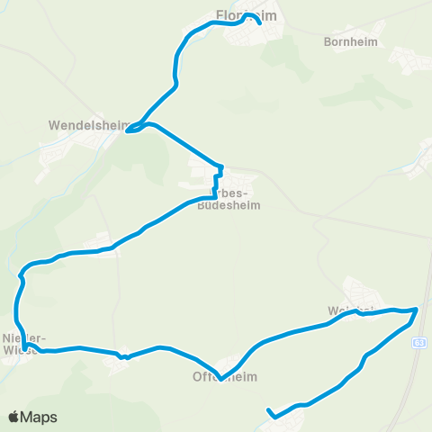 Verkehrsverbund Rhein-Neckar Flonheim - Weinheim / Mauchenheim map