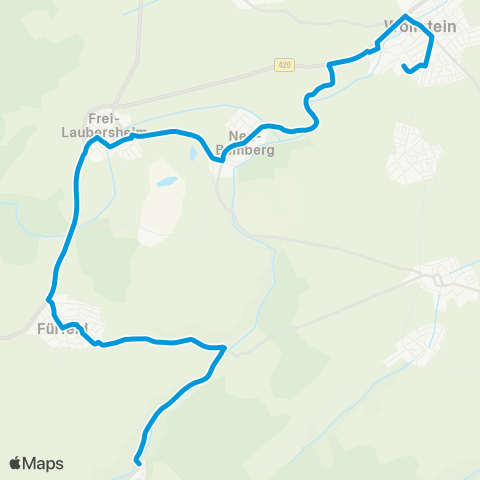 Verkehrsverbund Rhein-Neckar Sprendlingen - Wöllstein - Fürfeld - Tiefenthal map