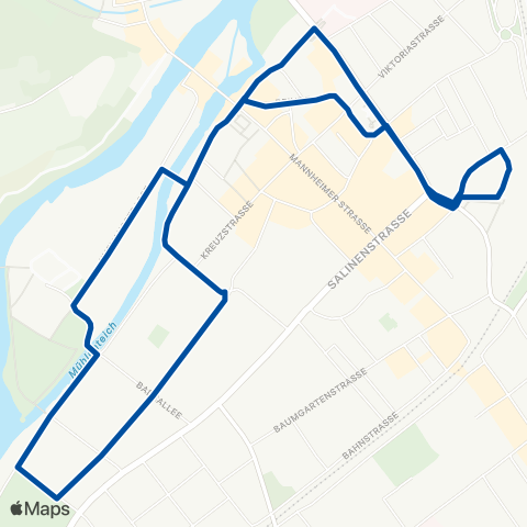 Rhein-Nahe Nahverkehrsverbund GmbH Bad Kreuznach Bahnhof - Kornmarkt - Kurhaus - Bahnhof map
