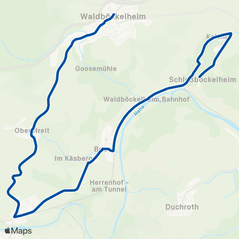 Rhein-Nahe Nahverkehrsverbund GmbH Waldböckelheim - Schloßböckelheim map