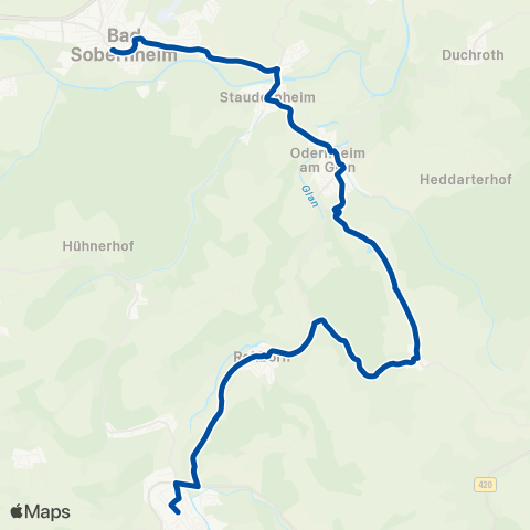 Rhein-Nahe Nahverkehrsverbund GmbH Meisenheim - Lettweiler - Freilichtmuseum - Bad Sobernheim map
