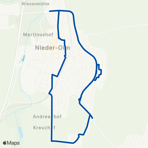 Rhein-Nahe Nahverkehrsverbund GmbH Nieder-Olm Bf - Weinbergring - Goldberg - Bahnhof map