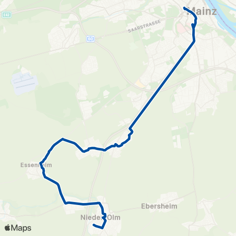 Rhein-Nahe Nahverkehrsverbund GmbH Mainz - Klein-Winternheim - Essenheim - Nieder-Olm map