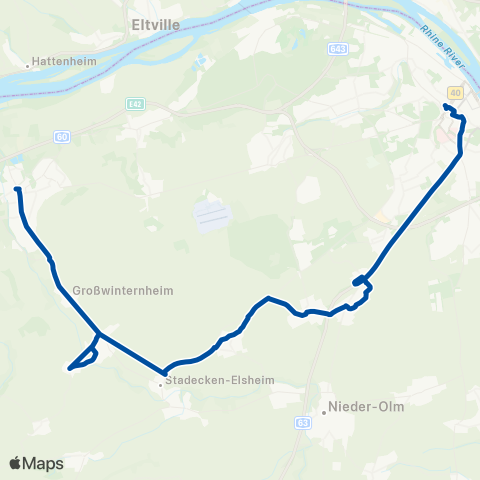 Rhein-Nahe Nahverkehrsverbund GmbH Mainz - Klein-Winternheim - Essenheim - Elsheim - Ingelheim map