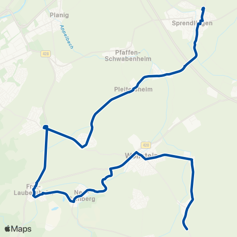 Rhein-Nahe Nahverkehrsverbund GmbH Wöllstein - Sprendlingen map